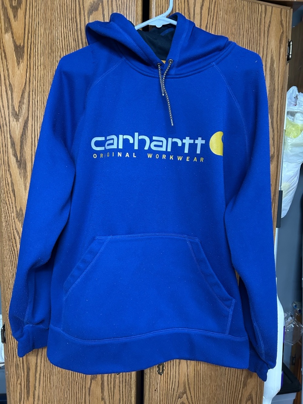 Carhartt Men's Electric Blue Logo Hooded Sweatshirt Sz Large